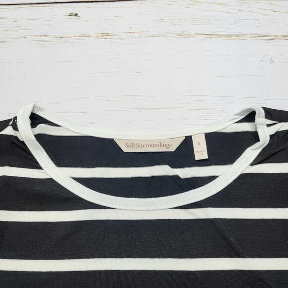 Soft Surroundings Dulcie Top Short Ruffle Bell Sleeves Black White Stripe Small - Picture 3 of 7